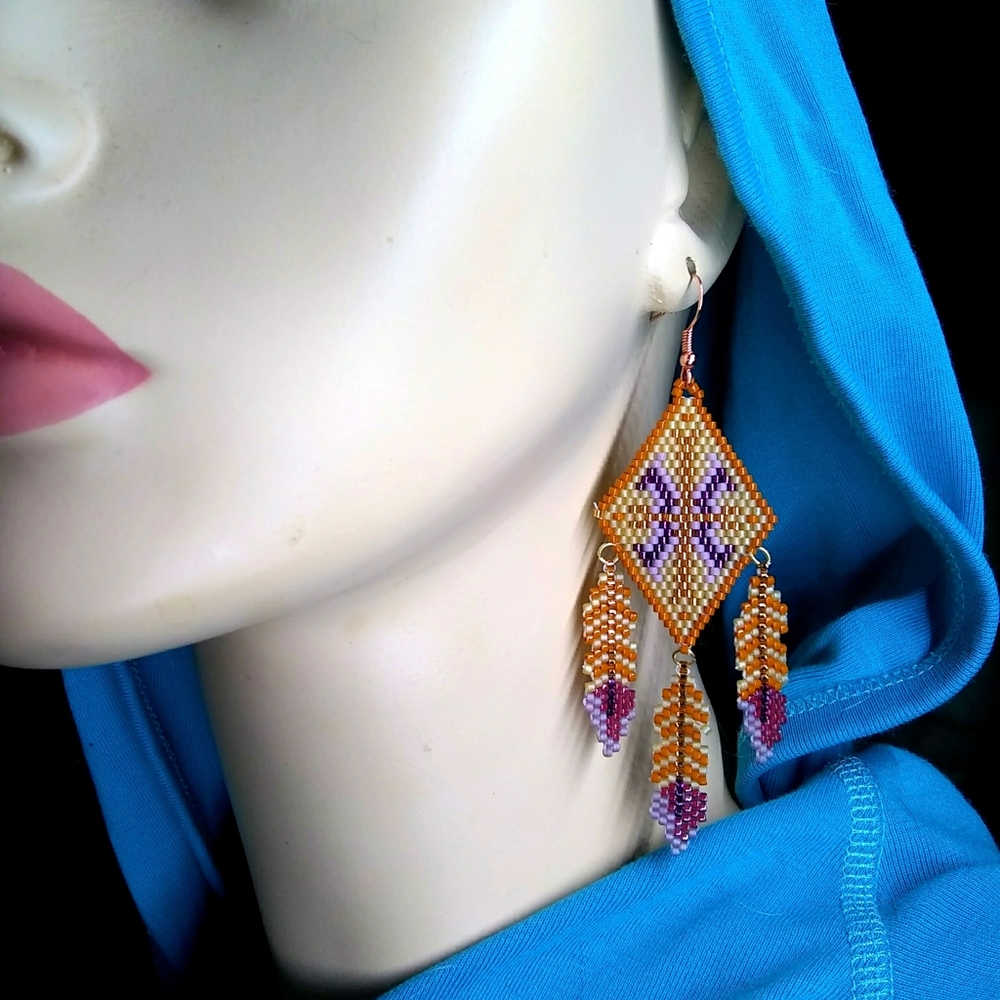 SOLD🎉HP🎉 JRW Handmade Feathers Purple Earrings - Picture 4 of 8